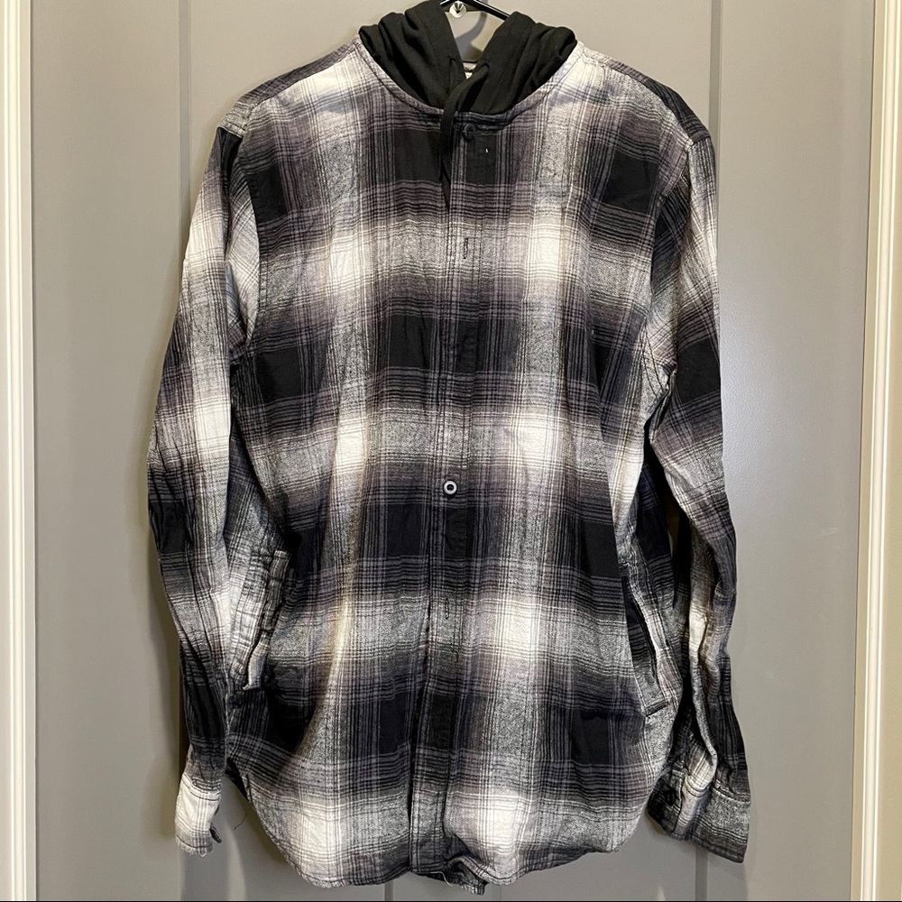 Men’s Hooded Button Up Shirt L